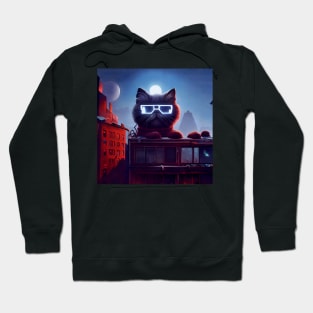 Sci-fi cat wearing cool shades Hoodie